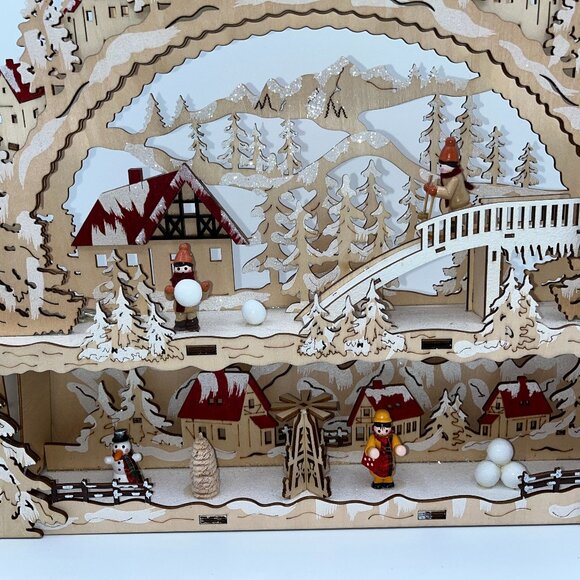 Wooden Cutout Candle Arch Christmas Lighted Holiday Display Snowman Snowball - Picture 12 of 15